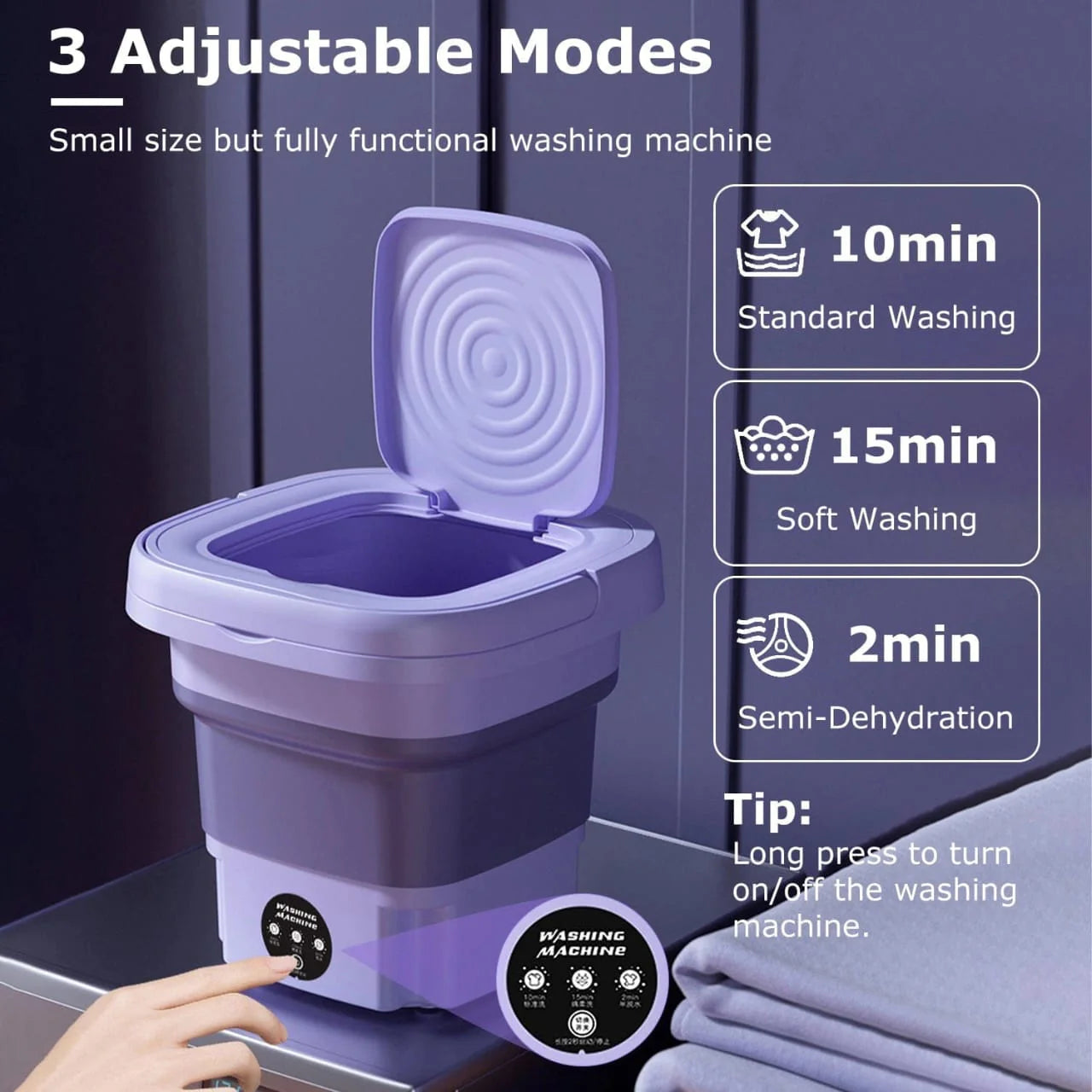 Mini Foldable Washing Machine – 2-in-1 Design