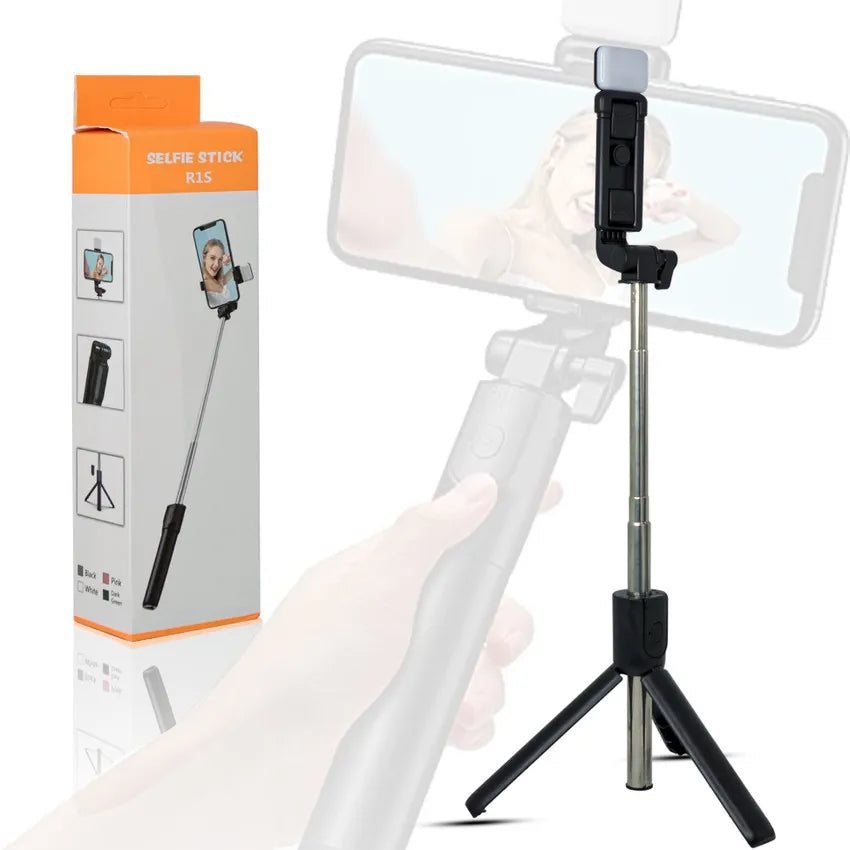 Selfie Stick with Light & Tripod | Bluetooth Remote