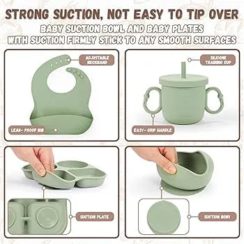 8pcs Silicone Baby Feeding Set