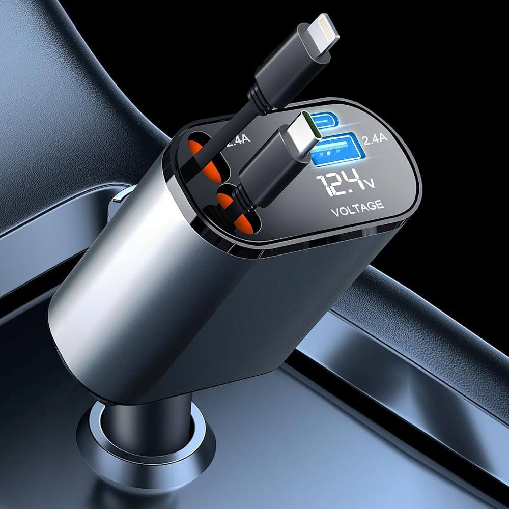 4 in 1 Retractable Car Phone Charger