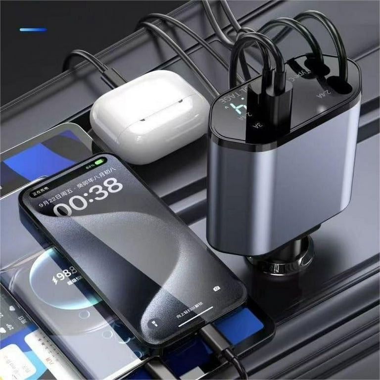 4 in 1 Retractable Car Phone Charger