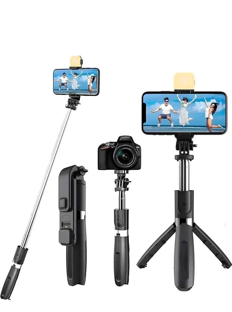 Selfie Stick with Light & Tripod | Bluetooth Remote