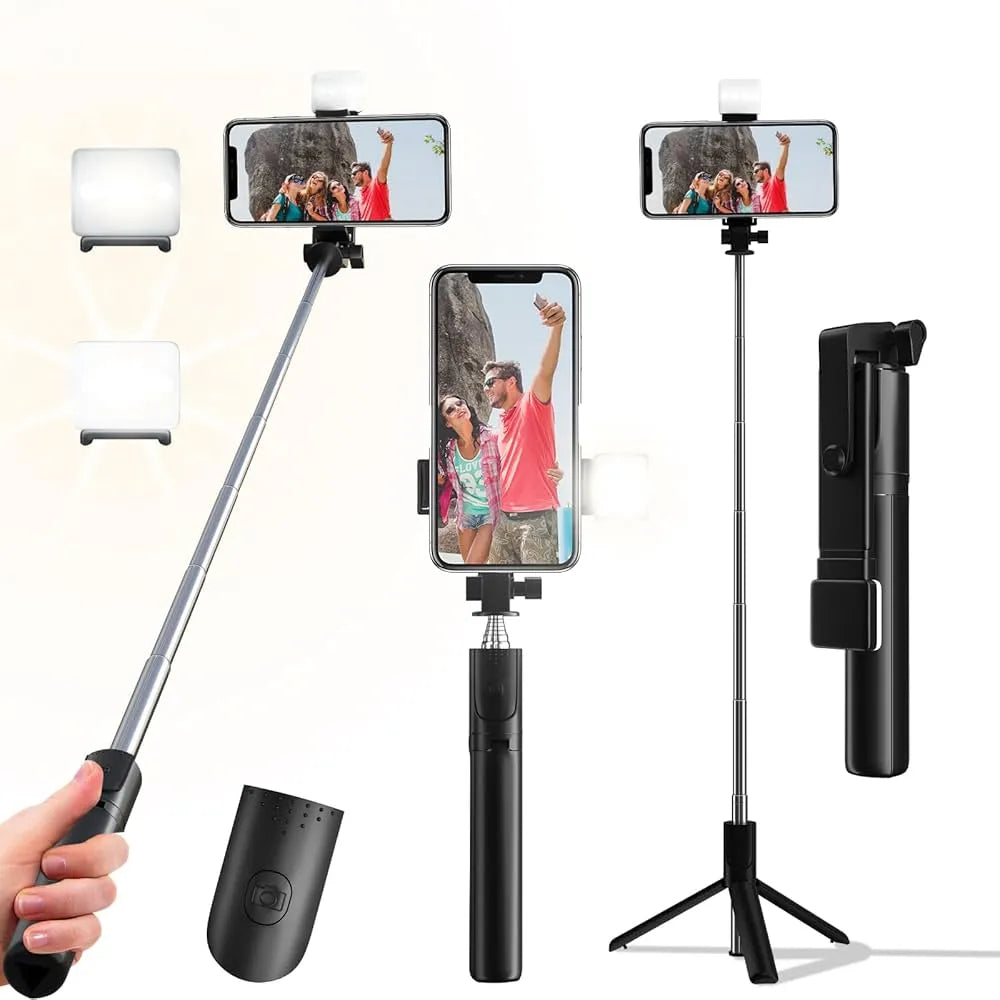 Selfie Stick with Light & Tripod | Bluetooth Remote