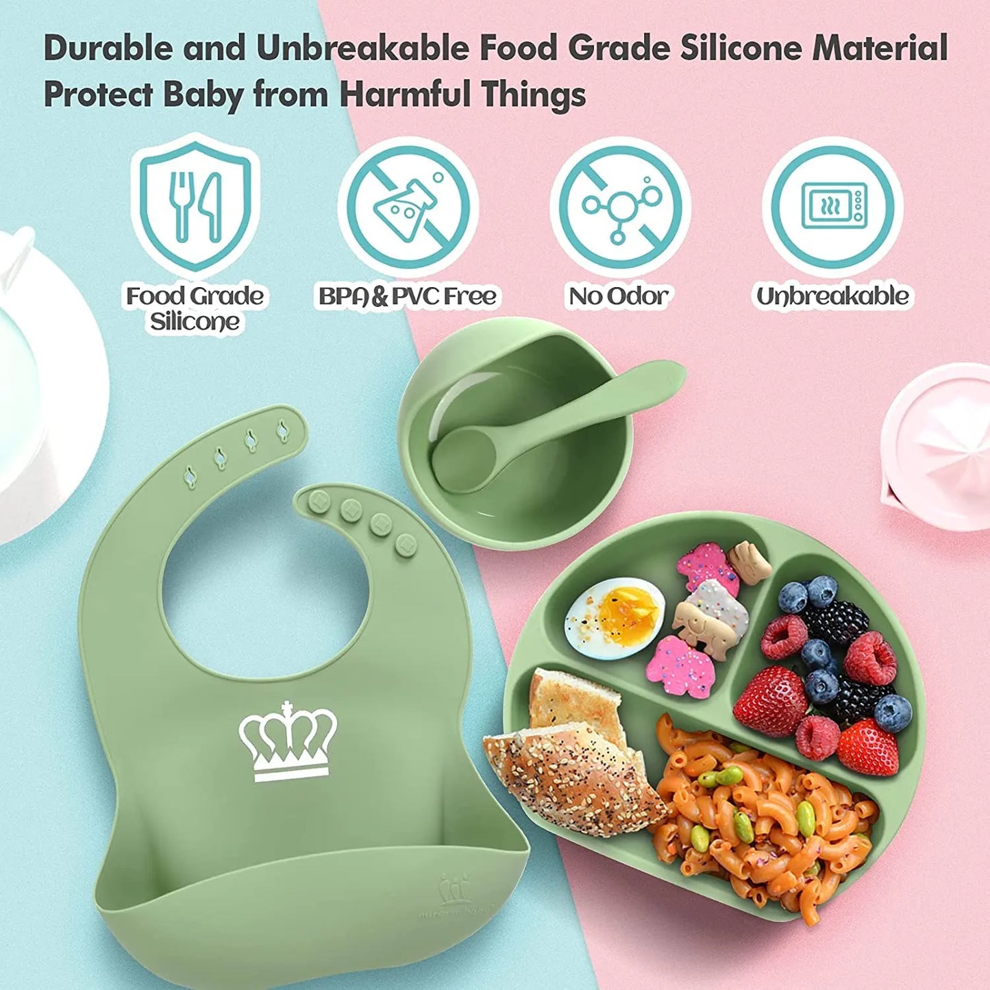 8pcs Silicone Baby Feeding Set