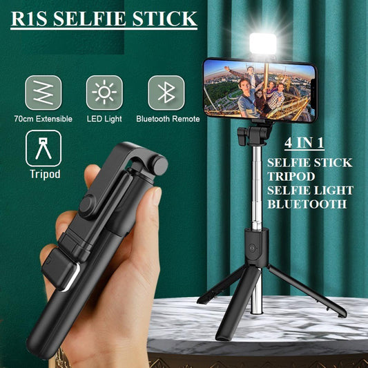 Selfie Stick with Light & Tripod | Bluetooth Remote
