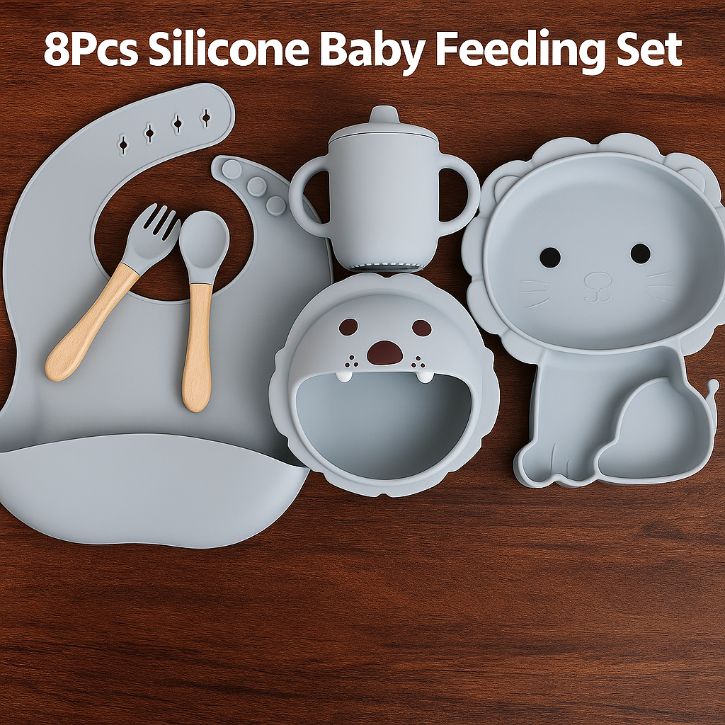 8pcs Silicone Baby Feeding Set
