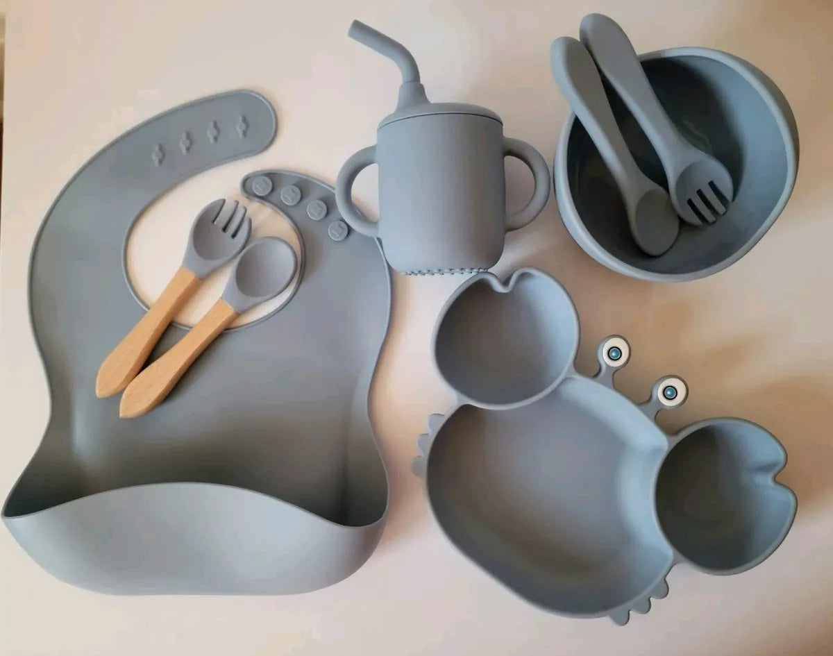 8pcs Silicone Baby Feeding Set